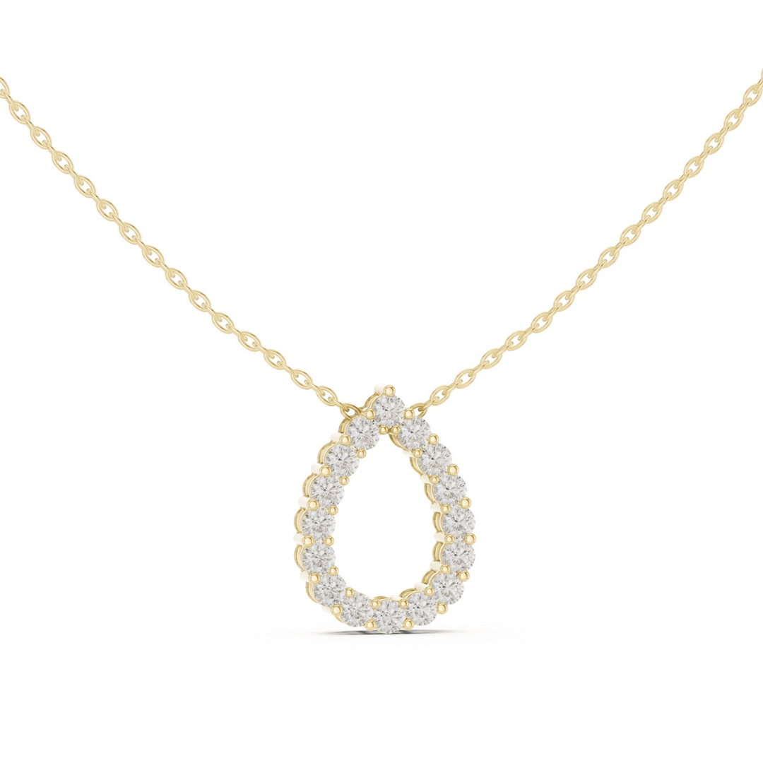 Classic Open Pear 1.0 ctw Diamond Necklace - P1122 in Necklace by 18 KARATS INC.