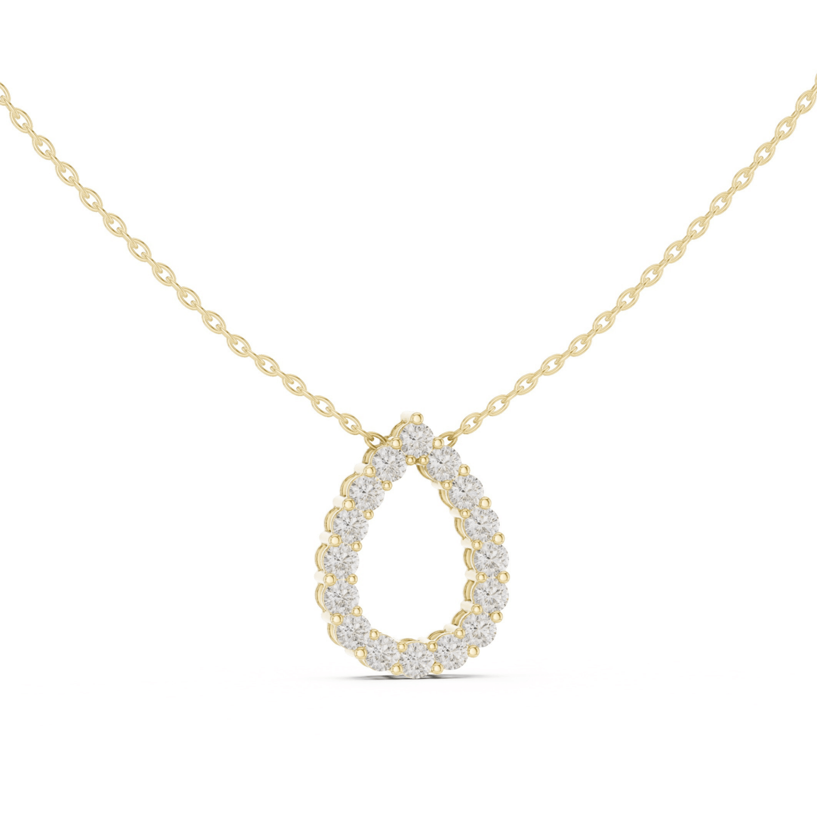Classic Open Pear 1.0 ctw Diamond Necklace - P1122 in Necklace by 18 KARATS INC.