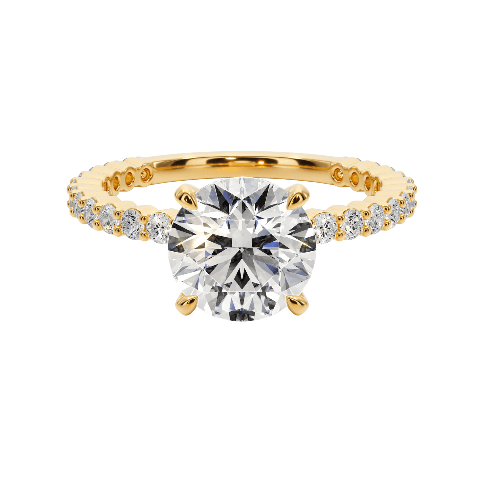 Classic Radiance Pavé Round Diamond Engagement Ring -  R1201 in Ring by 18 KARATS INC.