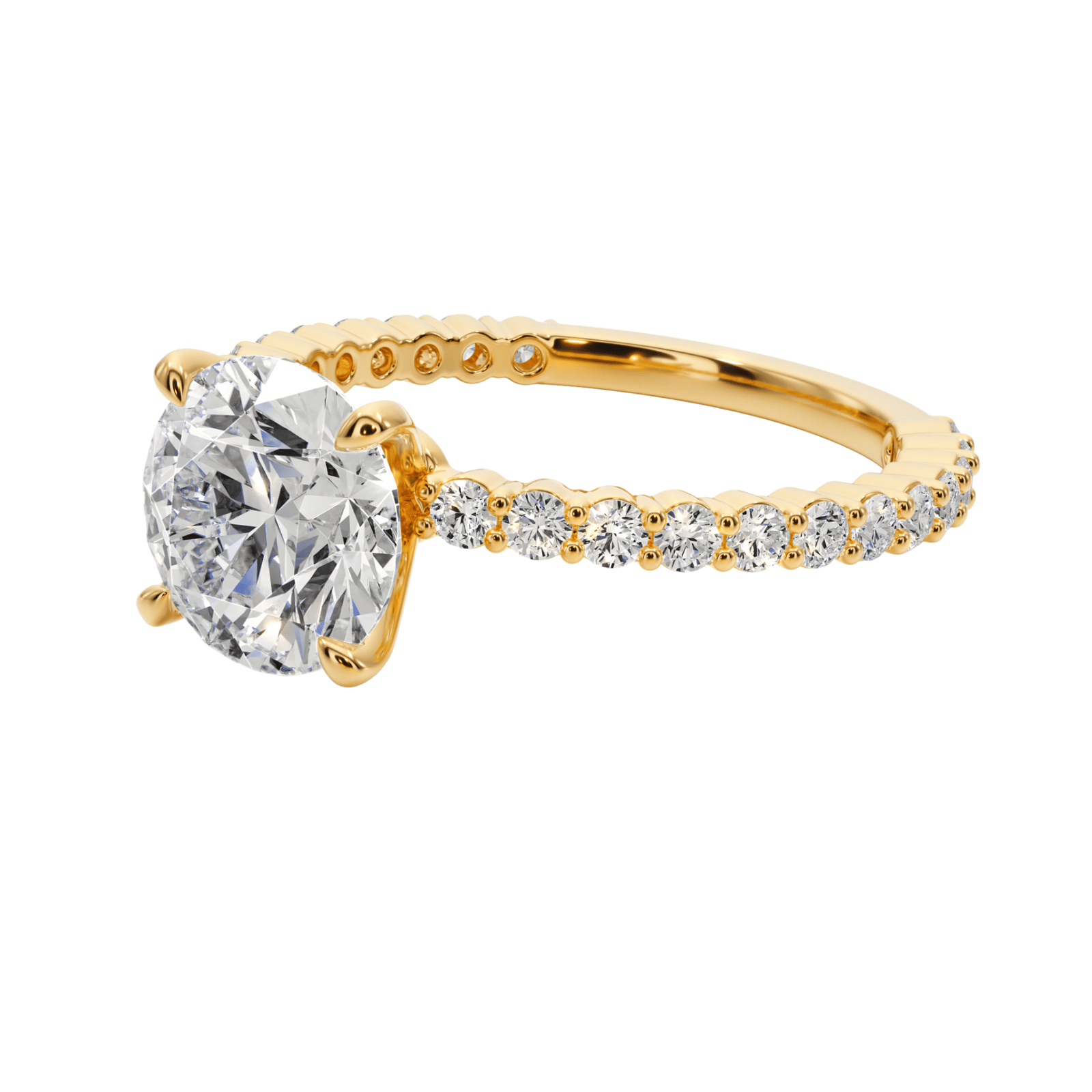 Classic Radiance Pavé Round Diamond Engagement Ring -  R1201 in Ring by 18 KARATS INC.