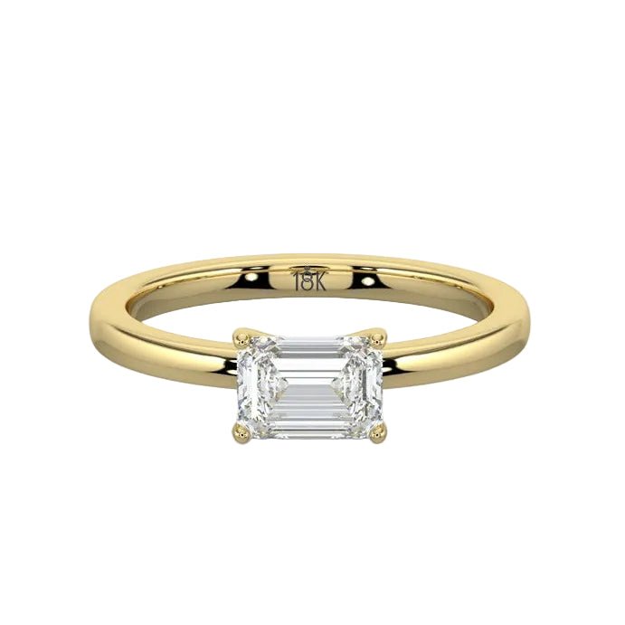 Classic Romance Solitaire East - West Engagement Ring - R1009 in Ring by 18 KARATS