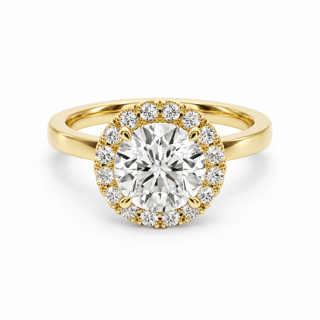 Classic Round Halo Engagement Ring in Ring by 18 KARATS INC.