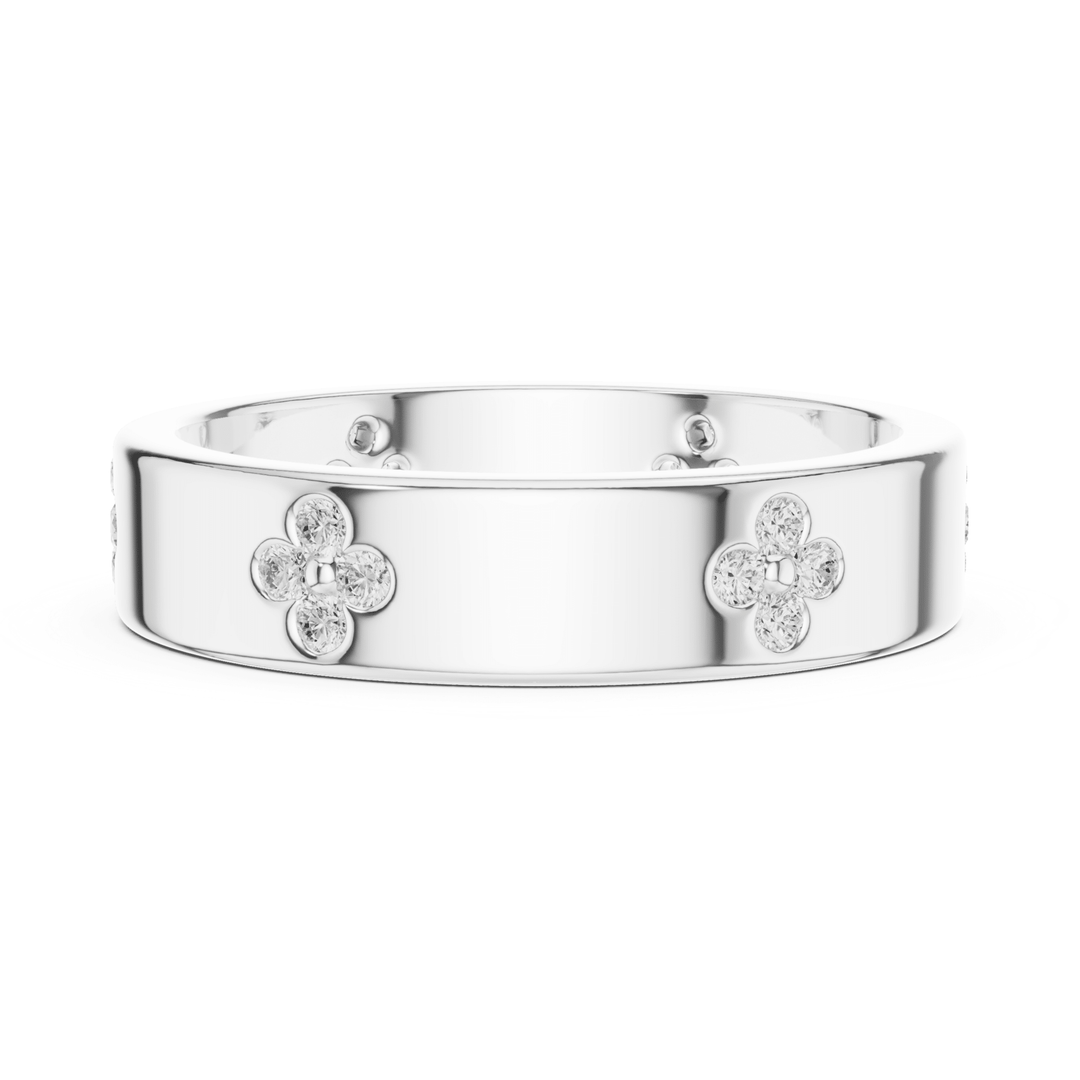 Clover Motif 0.24 ctw Diamond Band - B1166 in Wedding Bands by 18 KARATS INC.