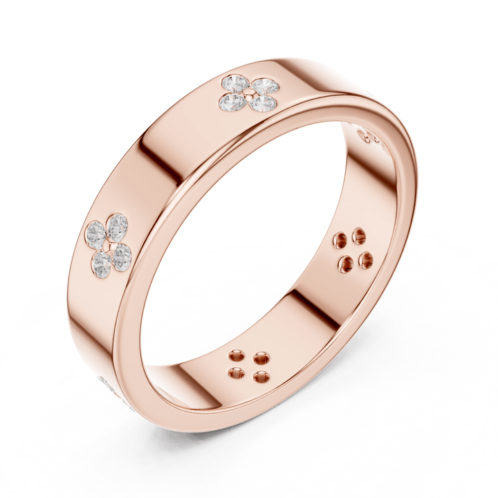 Clover Motif 0.24 ctw Diamond Band - B1166 in Wedding Bands by 18 KARATS INC.