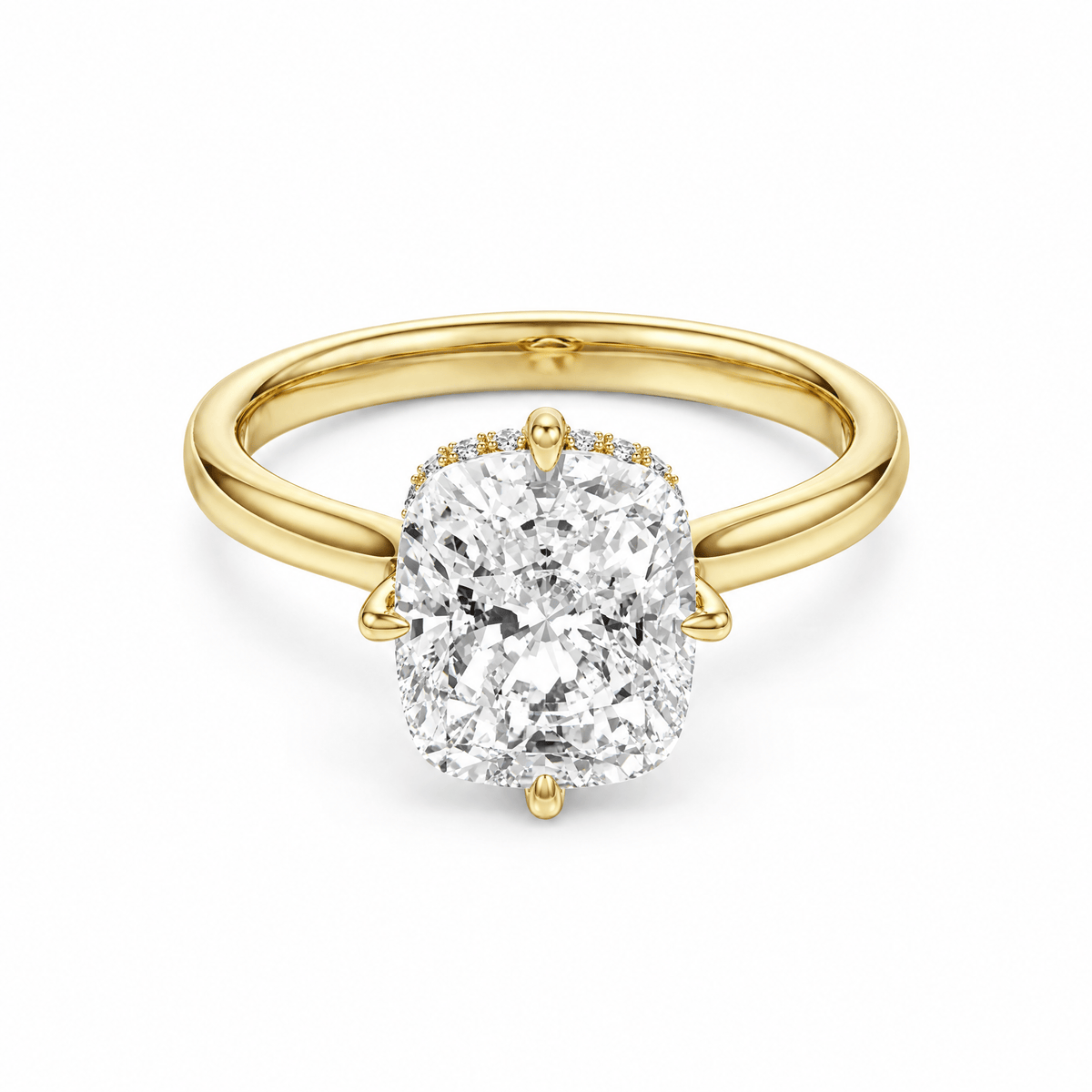 Compass Prong Cushion Lab Diamond Engagement Ring in Ready Rings by 18 KARATS INC.