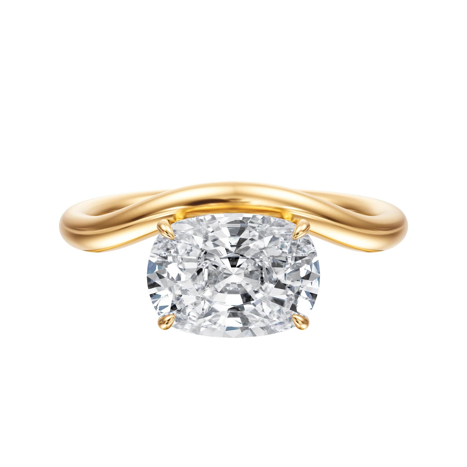 Contour Elongated Cushion Diamond Engagement Ring - R1066 in Ring by 18 KARATS INC.