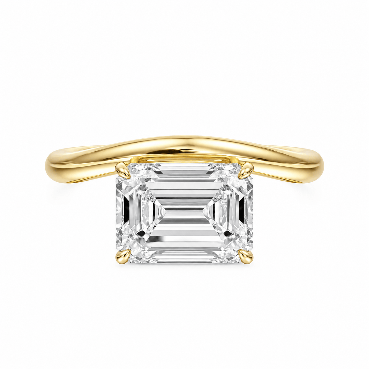 Contour Emerald Lab Diamond Ring in Ready Rings by 18 KARATS INC.