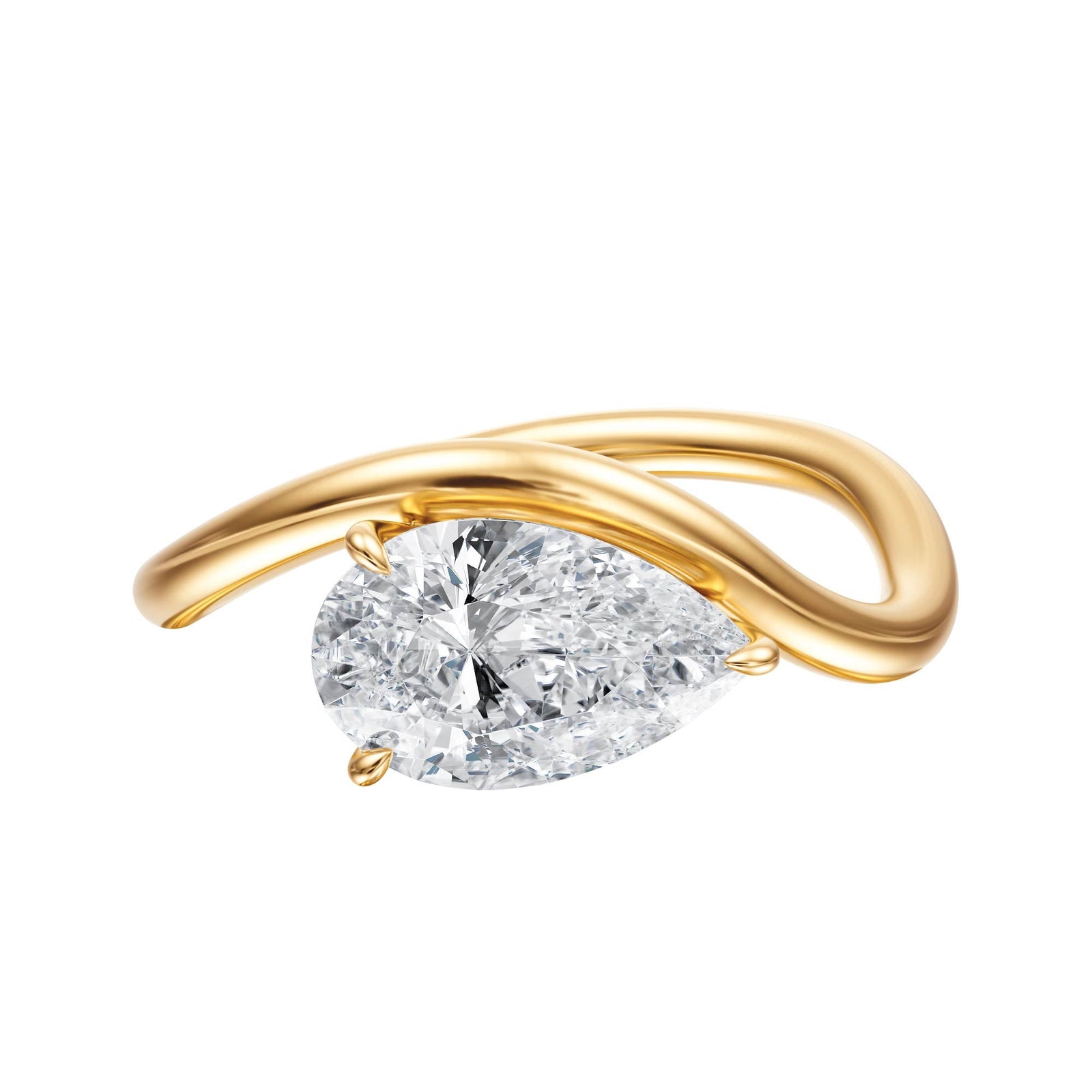 Contour Pear Diamond Engagement Ring - R1062 in Ring by 18 KARATS INC.
