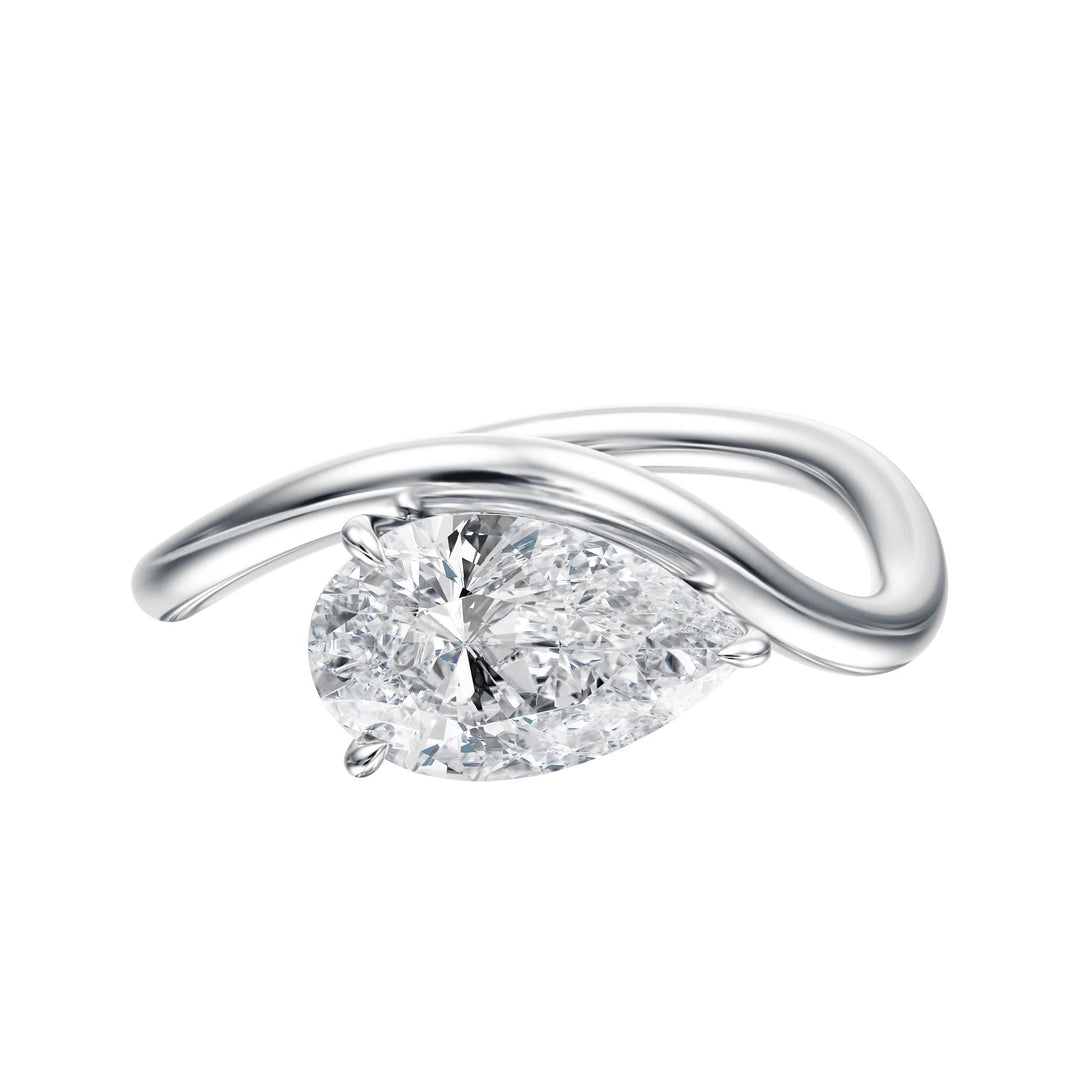 Contour Pear Diamond Engagement Ring - R1062 in Ring by 18 KARATS INC.