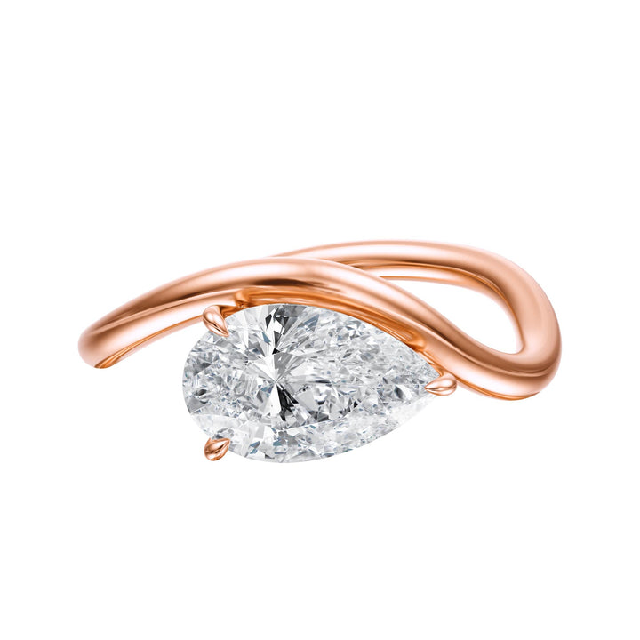 Contour Pear Diamond Engagement Ring - R1062 in Ring by 18 KARATS INC.