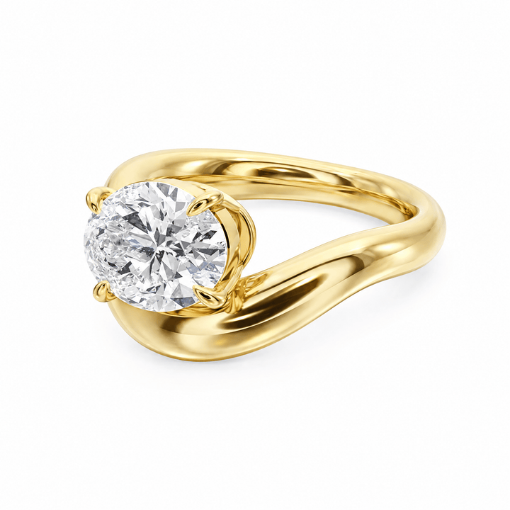 Curved Oval Diamond Engagement Ring in Ring by 18 KARATS INC.