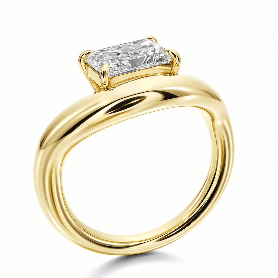 Curved Radiant Lab Diamond Ring in Ready Rings by 18 KARATS INC.