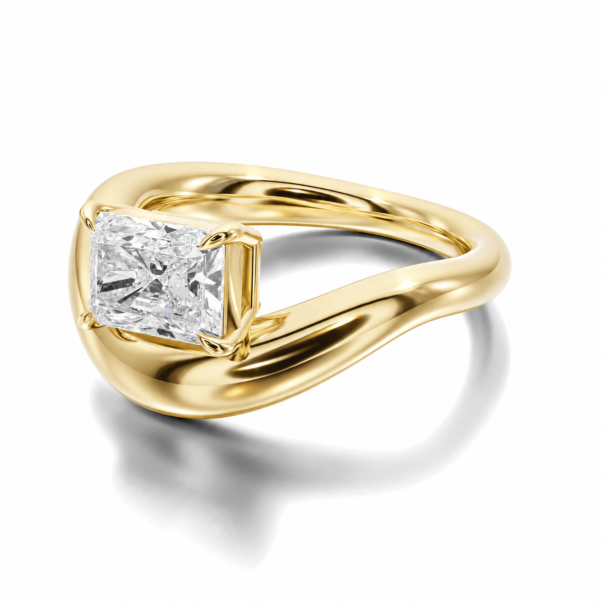 Curved Radiant Lab Diamond Ring in Ready Rings by 18 KARATS INC.