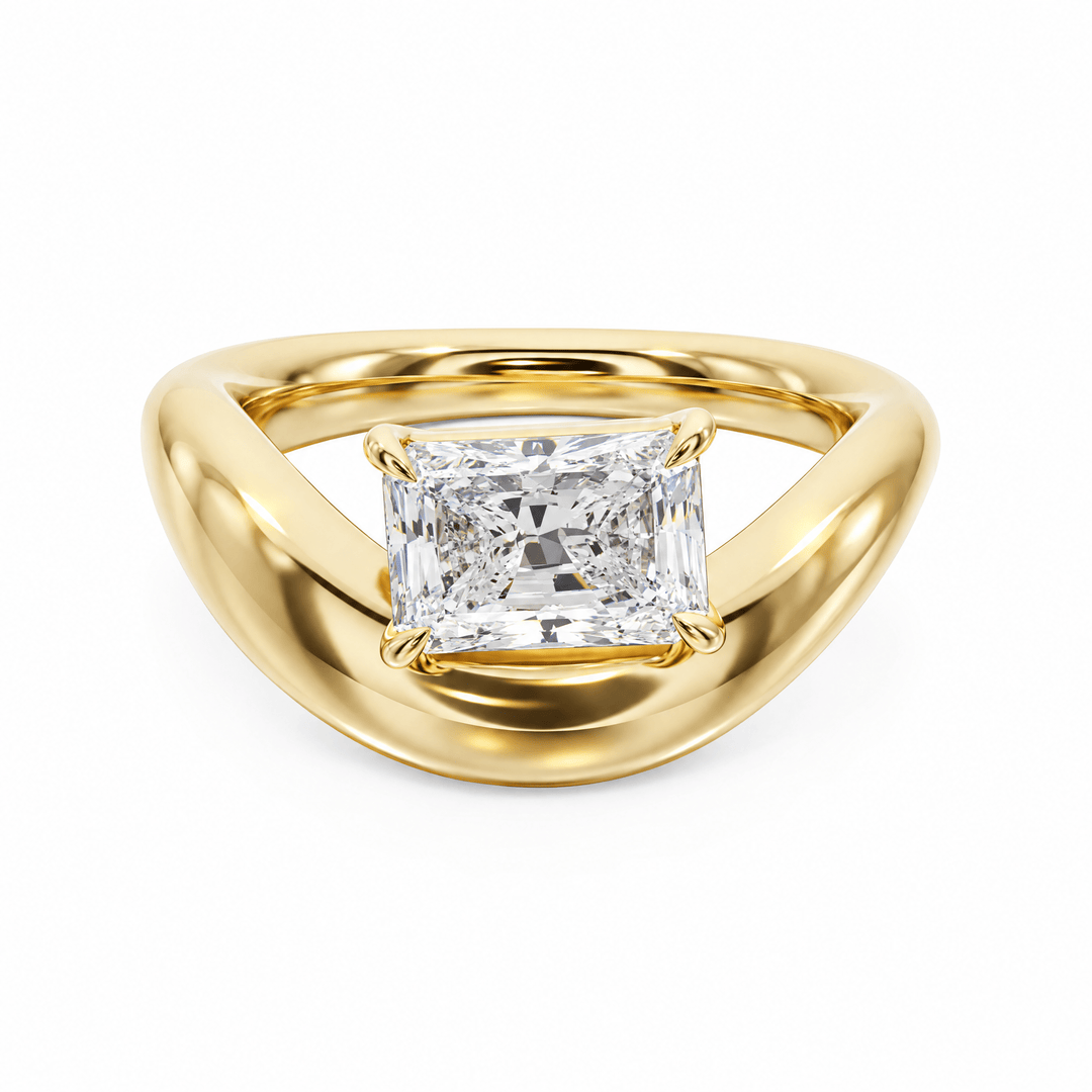 Curved Radiant Lab Diamond Ring in Ready Rings by 18 KARATS INC.