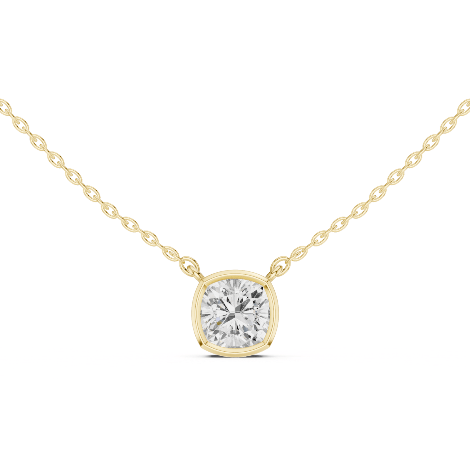 Cushion Cut Diamond Bezel Solitaire Pendant - P1135CU in Necklace by 18 KARATS INC.