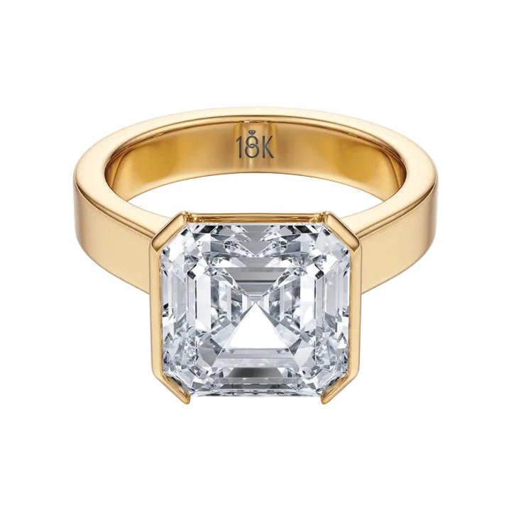 Cushion - Cut Gold Solitaire Ring - R1040 in Ring by 18 KARATS
