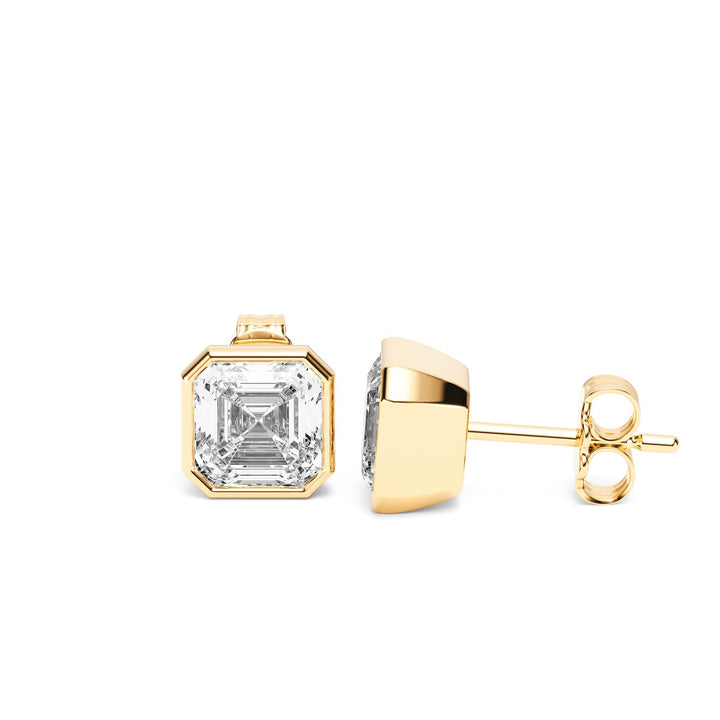 Deco Bezel Asscher Lab Diamond Studs -  E1112 in Earrings by 18 KARATS INC.