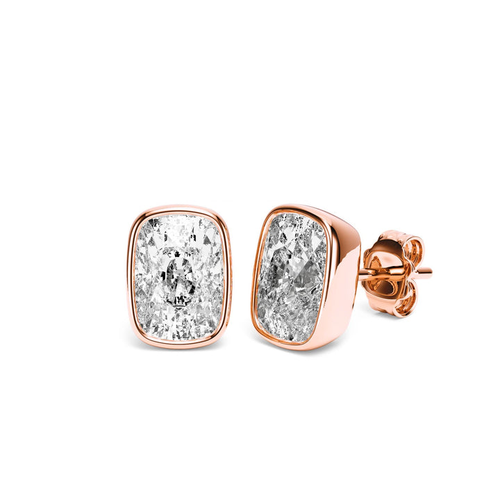 Deco Bezel Elongated Cushion Lab Diamond Studs -  E1112 in Earrings by 18 KARATS INC.