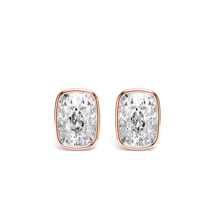 Deco Bezel Elongated Cushion Lab Diamond Studs -  E1112 in Earrings by 18 KARATS INC.