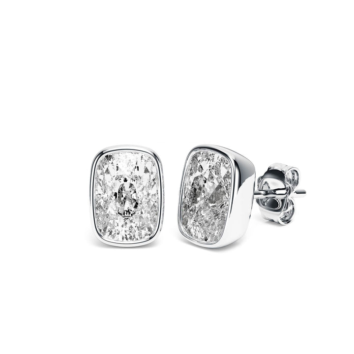 Deco Bezel Elongated Cushion Lab Diamond Studs -  E1112 in Earrings by 18 KARATS INC.