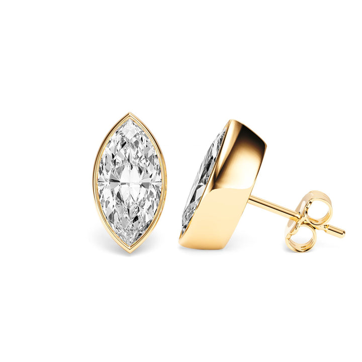 Deco Bezel Marquise Lab Diamond Studs -  E1112 in Earrings by 18 KARATS INC.