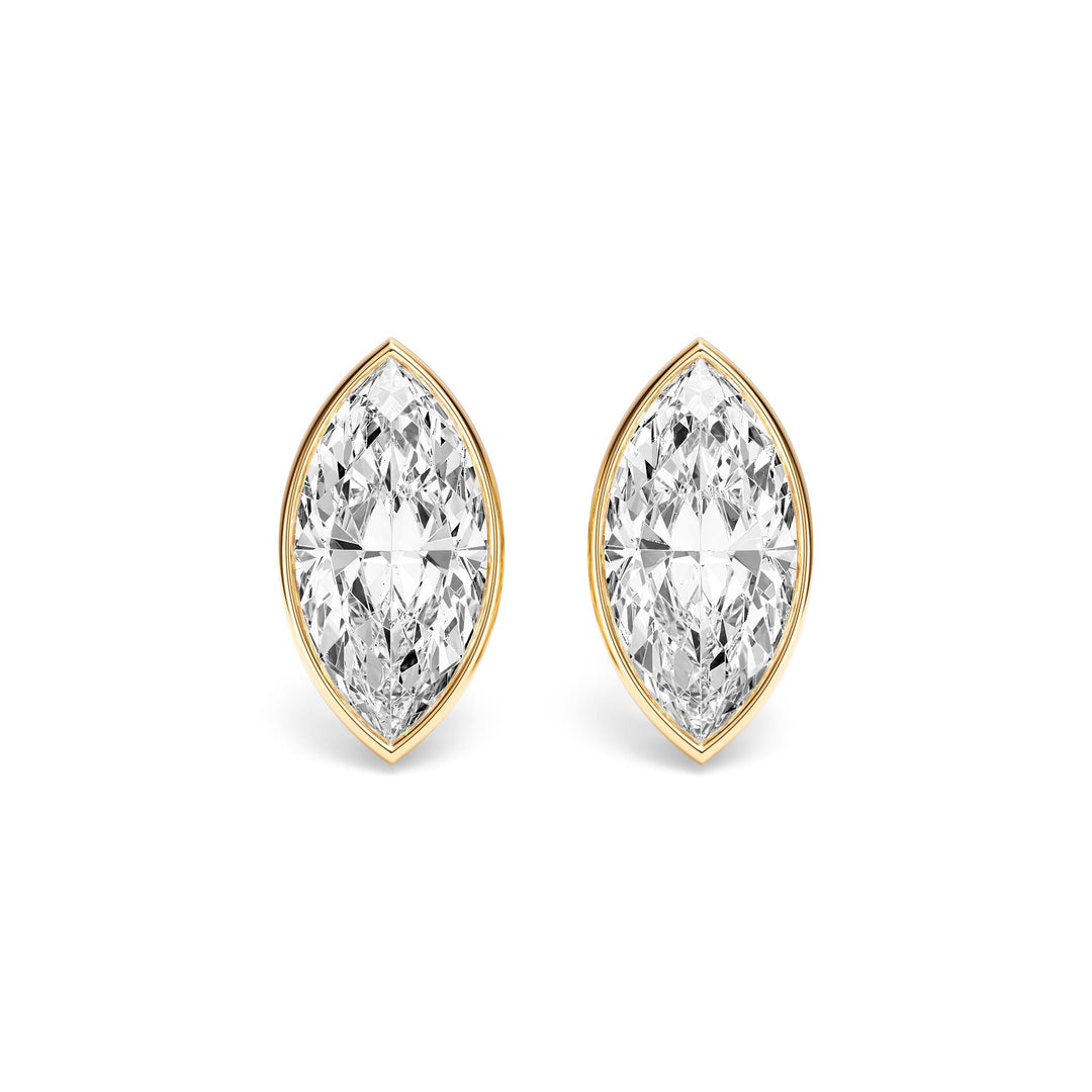 Deco Bezel Marquise Lab Diamond Studs -  E1112 in Earrings by 18 KARATS INC.