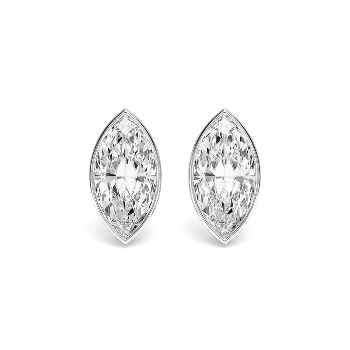Deco Bezel Marquise Lab Diamond Studs -  E1112 in Earrings by 18 KARATS INC.