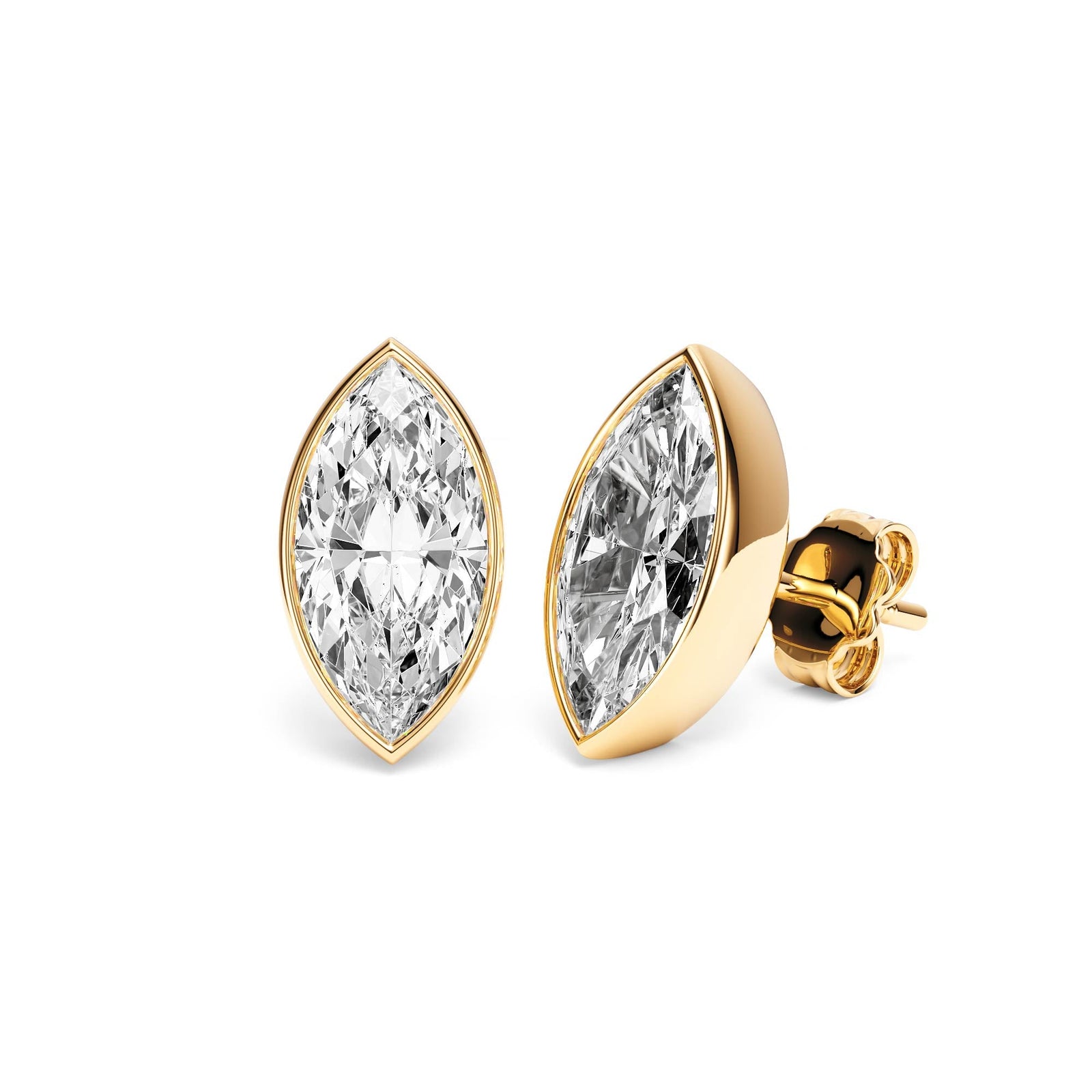 Deco Bezel Marquise Lab Diamond Studs -  E1112 in Earrings by 18 KARATS INC.