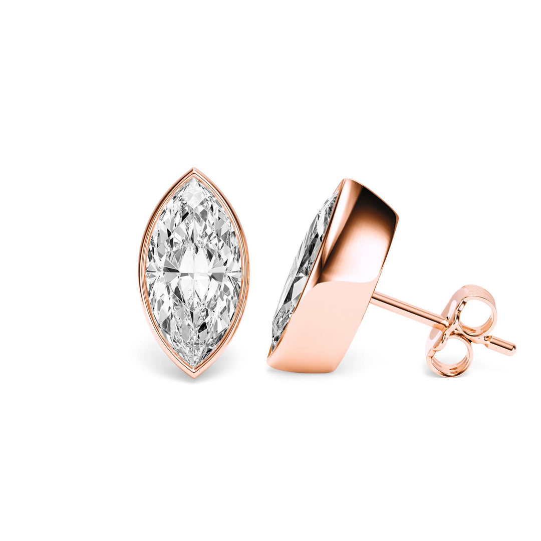 Deco Bezel Marquise Lab Diamond Studs -  E1112 in Earrings by 18 KARATS INC.