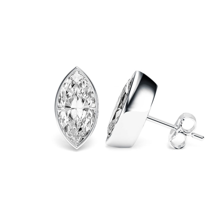 Deco Bezel Marquise Lab Diamond Studs -  E1112 in Earrings by 18 KARATS INC.
