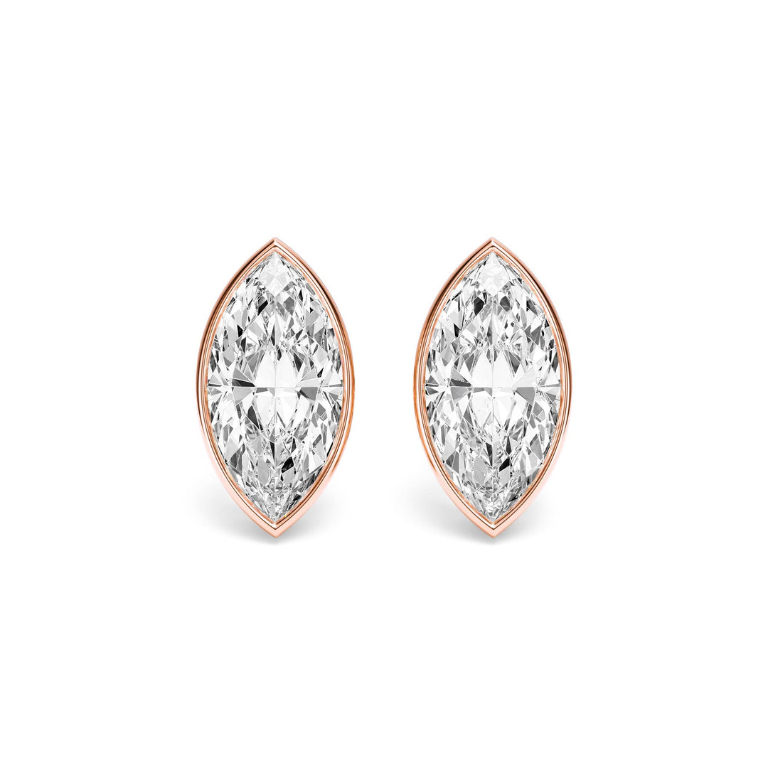 Deco Bezel Marquise Lab Diamond Studs -  E1112 in Earrings by 18 KARATS INC.