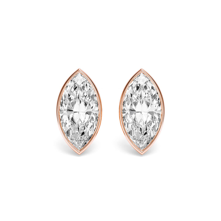 Deco Bezel Marquise Lab Diamond Studs -  E1112 in Earrings by 18 KARATS INC.