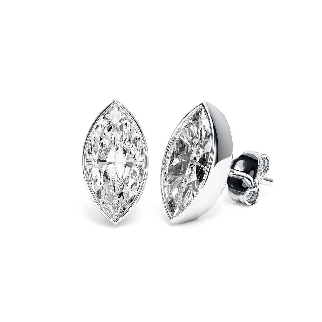 Deco Bezel Marquise Lab Diamond Studs -  E1112 in Earrings by 18 KARATS INC.