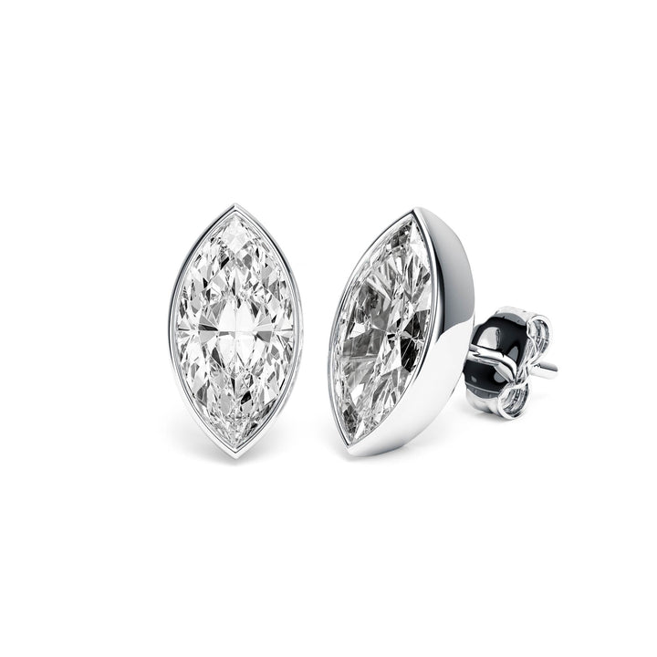 Deco Bezel Marquise Lab Diamond Studs -  E1112 in Earrings by 18 KARATS INC.