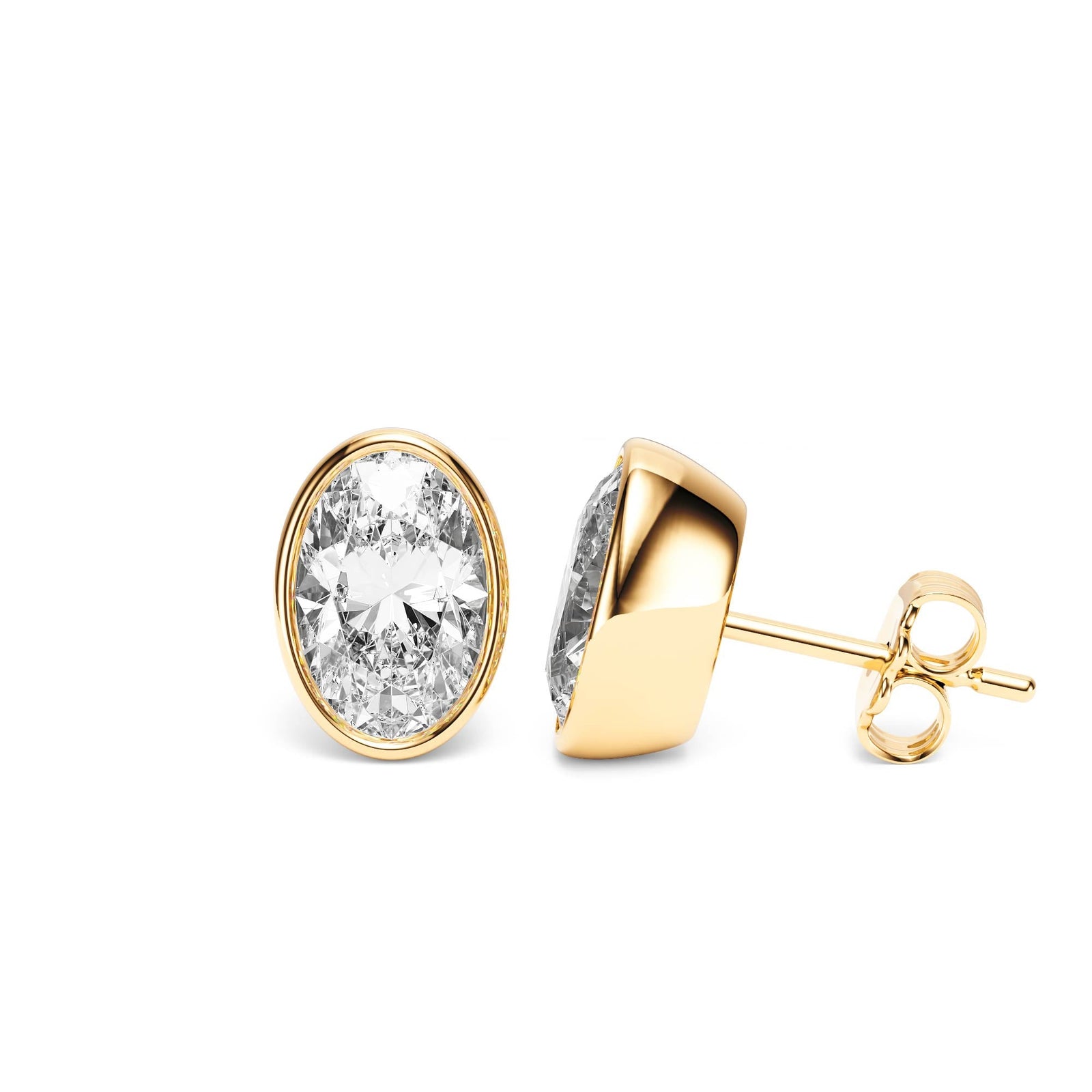 Deco Bezel Oval Lab Diamond Studs -  E1112 in Earrings by 18 KARATS INC.