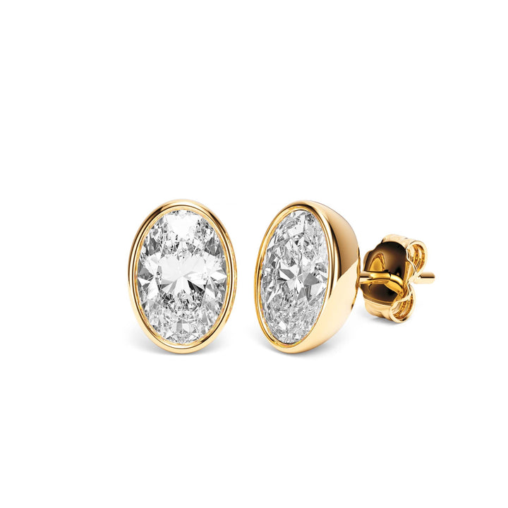 Deco Bezel Oval Lab Diamond Studs -  E1112 in Earrings by 18 KARATS INC.