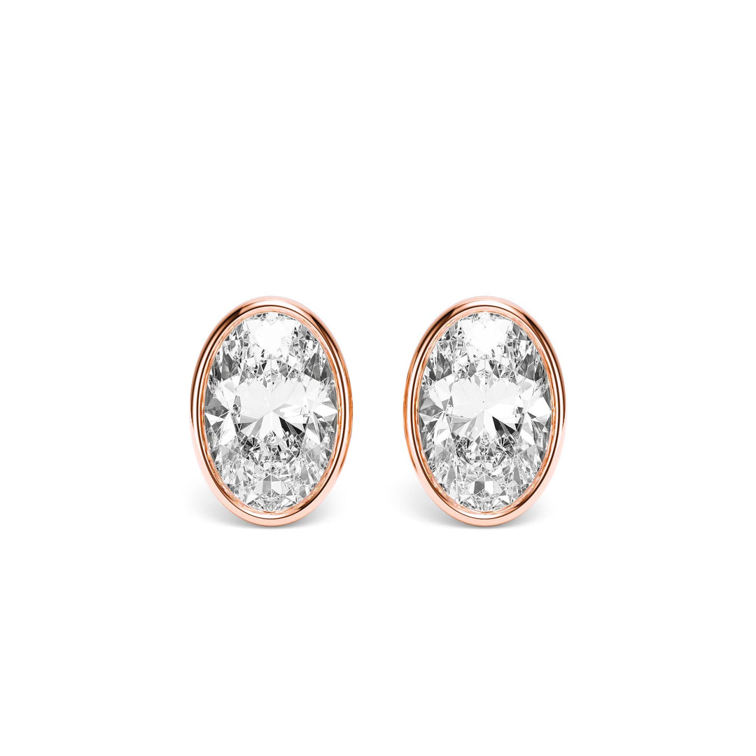 Deco Bezel Oval Lab Diamond Studs -  E1112 in Earrings by 18 KARATS INC.