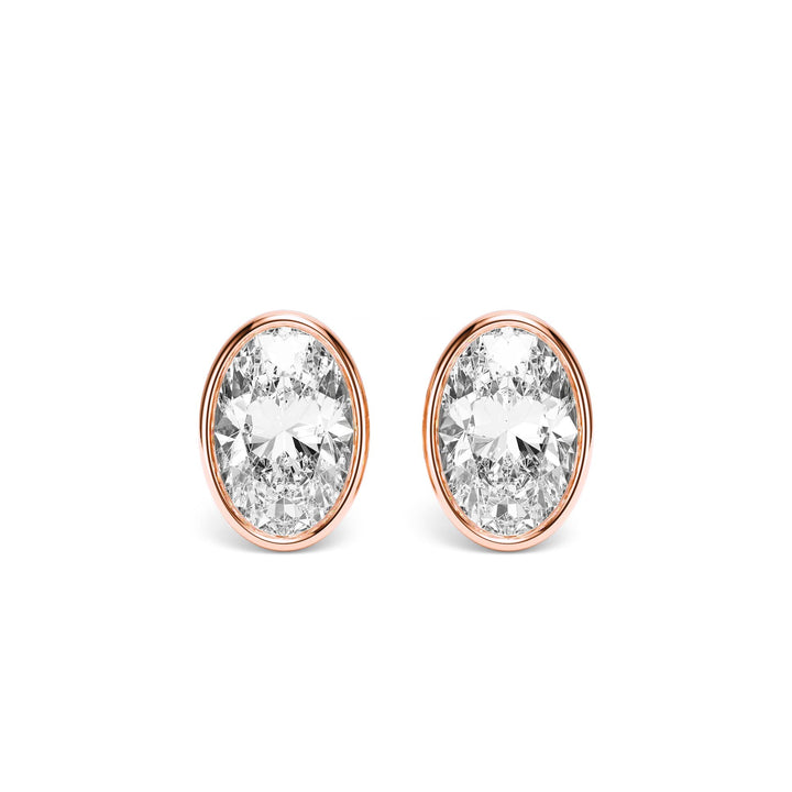 Deco Bezel Oval Lab Diamond Studs -  E1112 in Earrings by 18 KARATS INC.