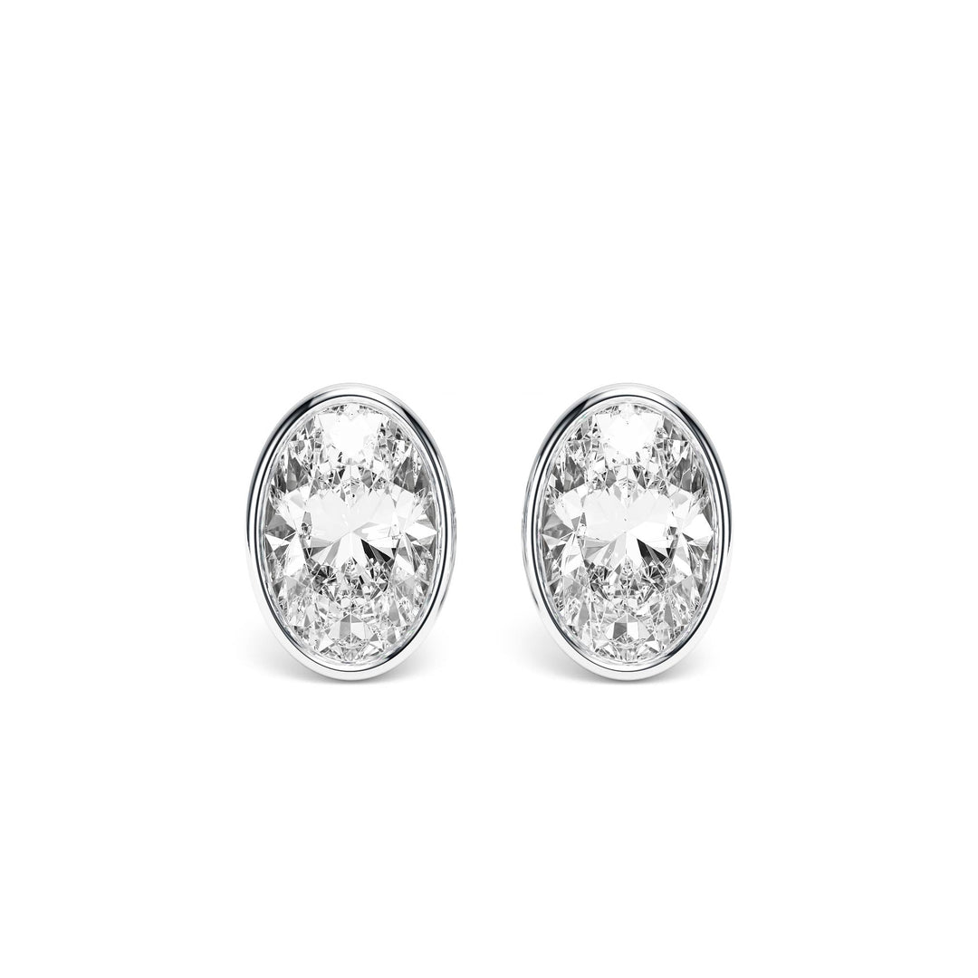 Deco Bezel Oval Lab Diamond Studs -  E1112 in Earrings by 18 KARATS INC.