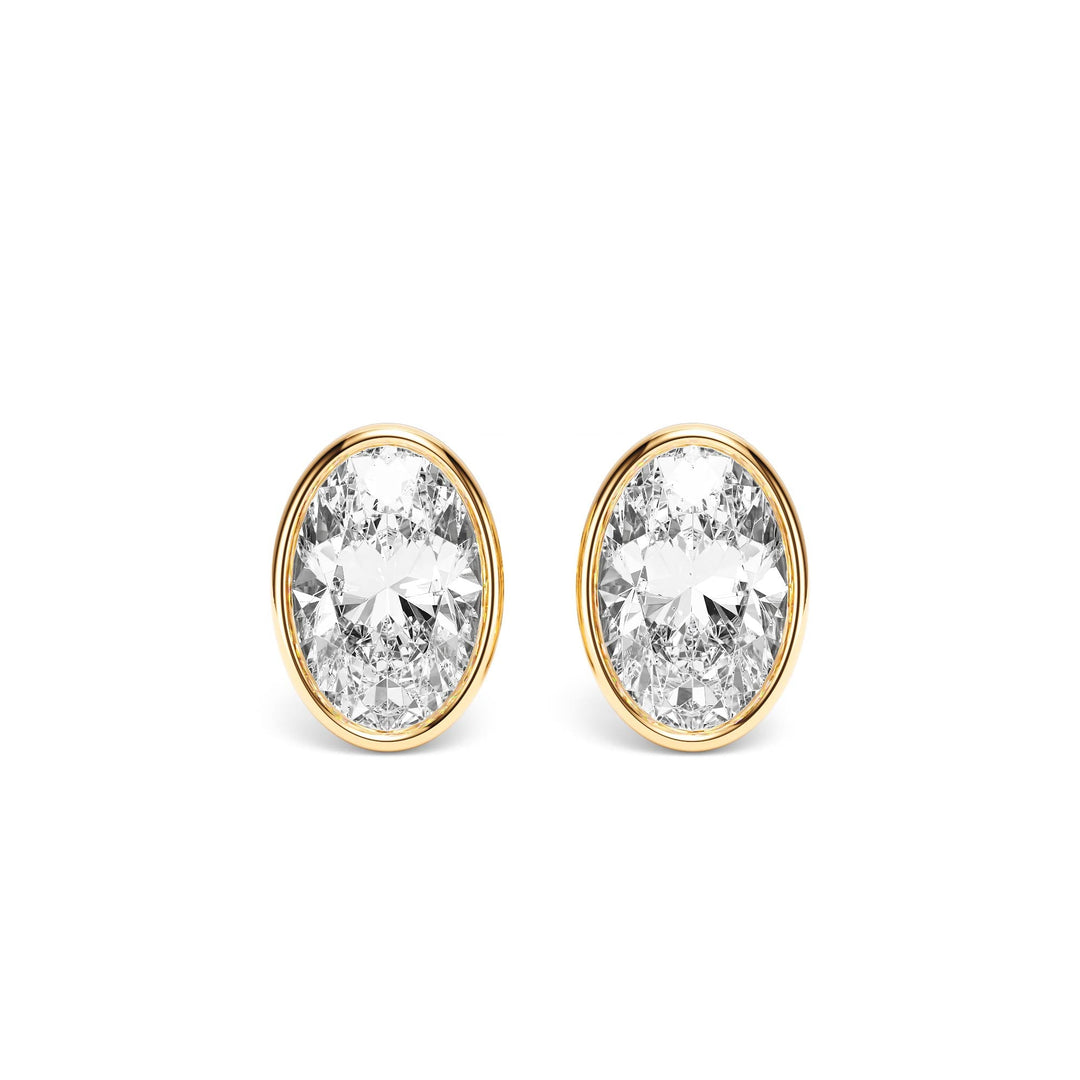 Deco Bezel Oval Lab Diamond Studs -  E1112 in Earrings by 18 KARATS INC.