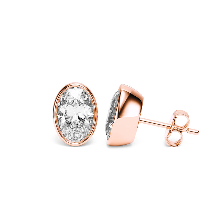 Deco Bezel Oval Lab Diamond Studs -  E1112 in Earrings by 18 KARATS INC.