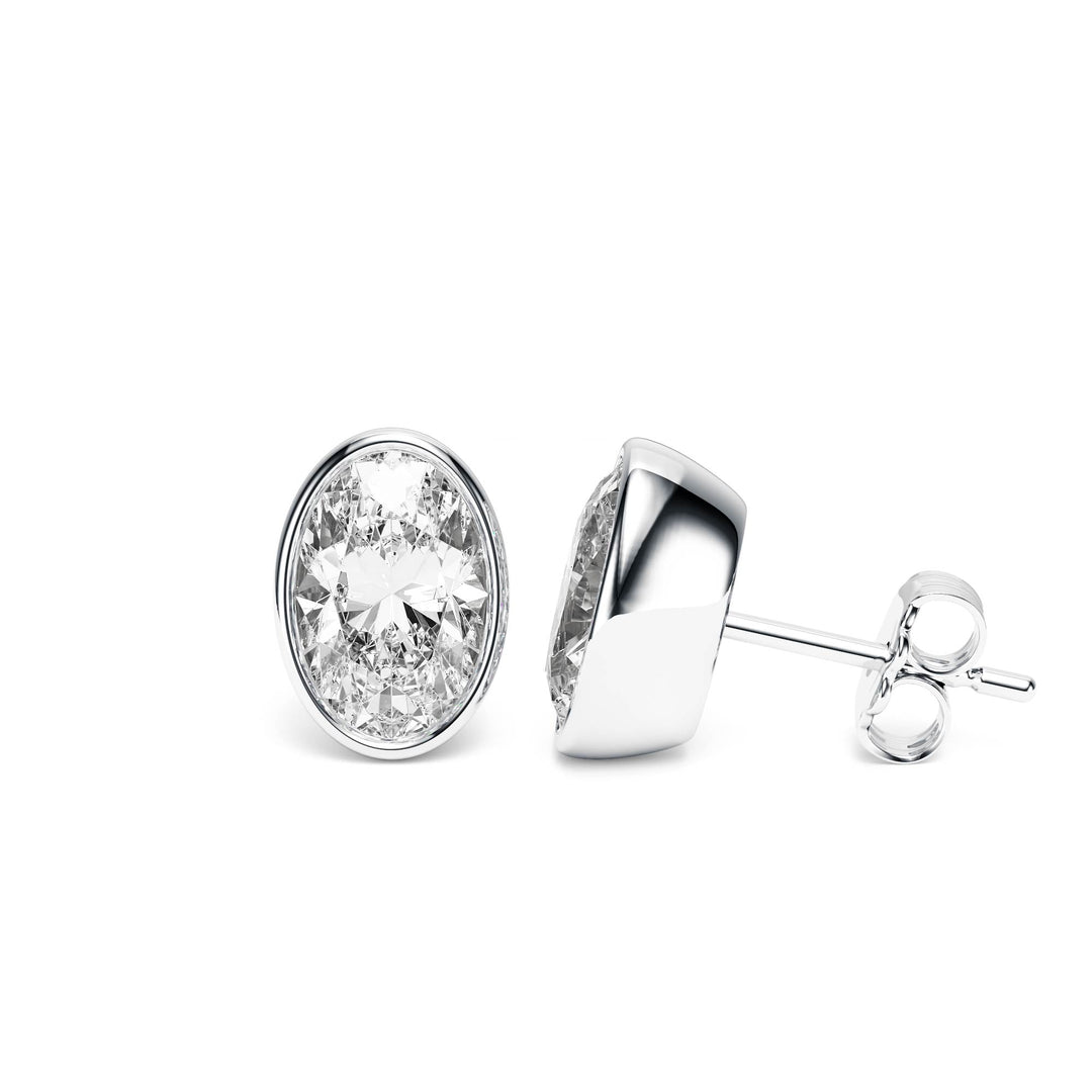 Deco Bezel Oval Lab Diamond Studs -  E1112 in Earrings by 18 KARATS INC.
