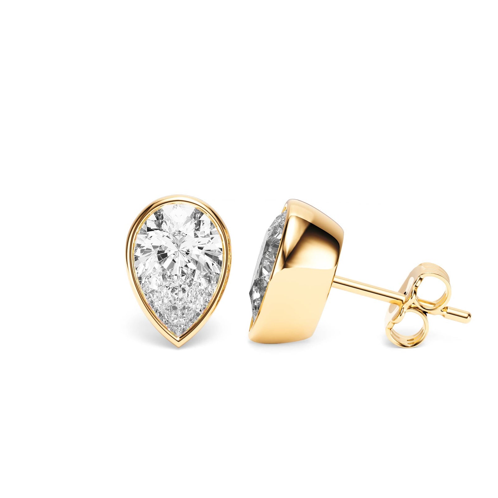 Deco Bezel Pear Lab Diamond Studs -  E1112 in Earrings by 18 KARATS INC.