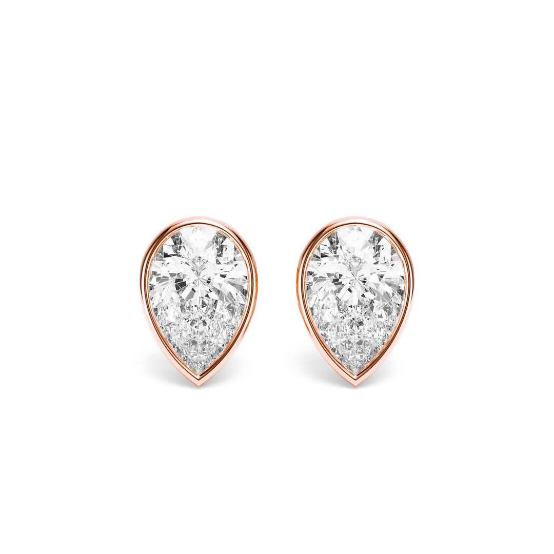 Deco Bezel Pear Lab Diamond Studs -  E1112 in Earrings by 18 KARATS INC.