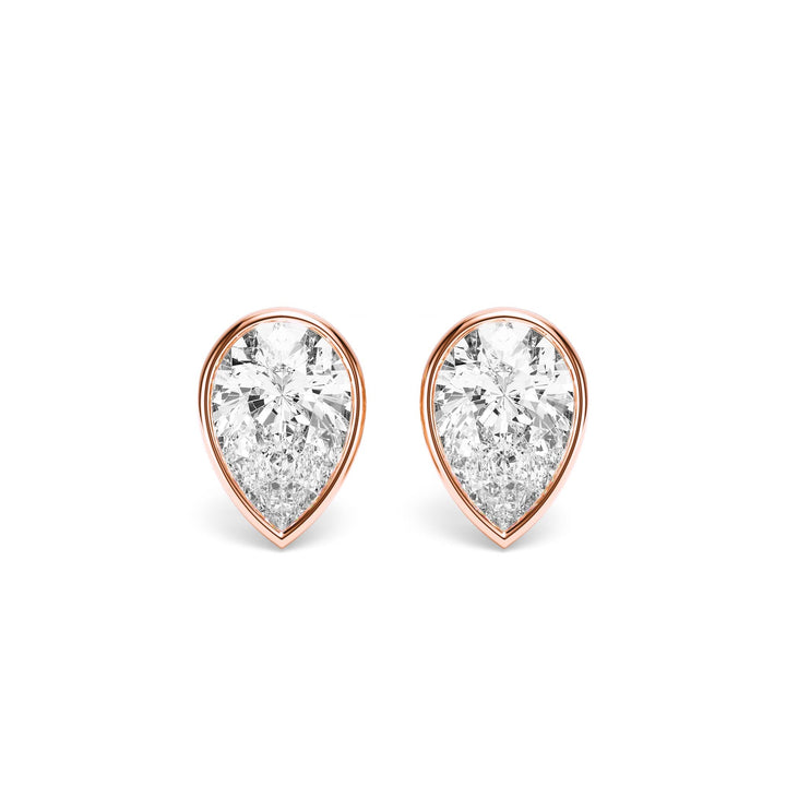 Deco Bezel Pear Lab Diamond Studs -  E1112 in Earrings by 18 KARATS INC.