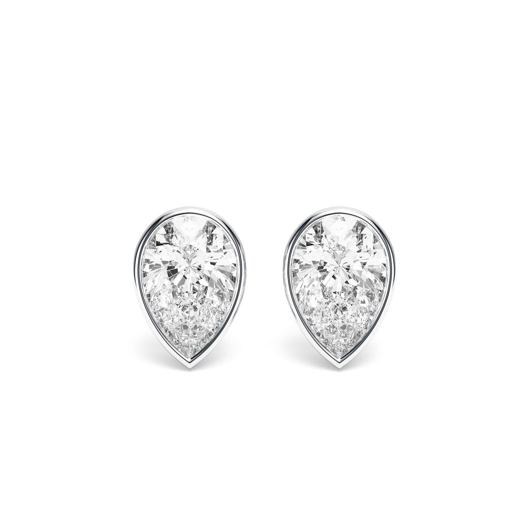 Deco Bezel Pear Lab Diamond Studs -  E1112 in Earrings by 18 KARATS INC.