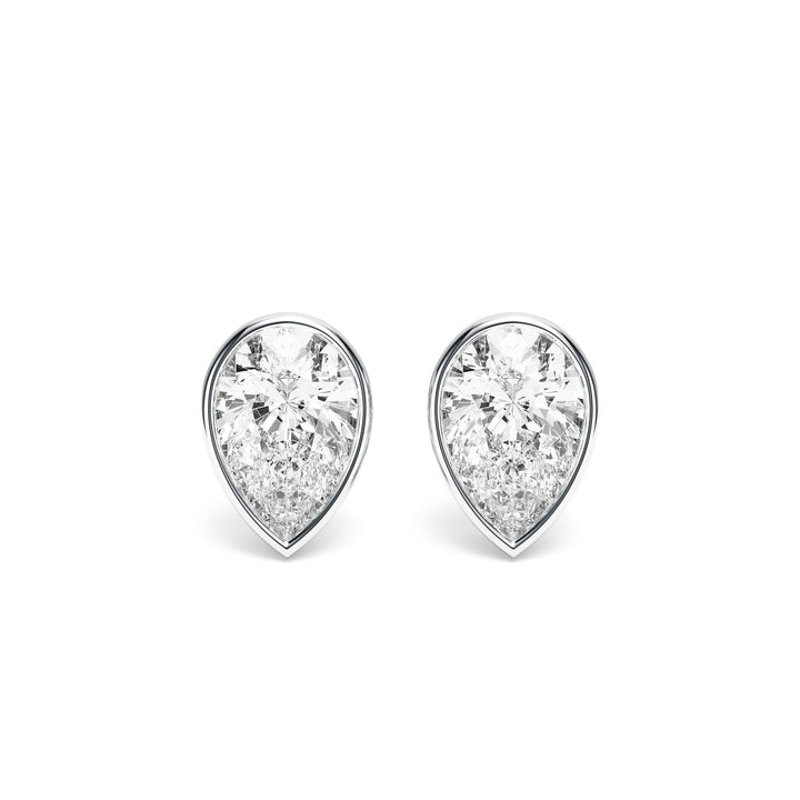 Deco Bezel Pear Lab Diamond Studs -  E1112 in Earrings by 18 KARATS INC.