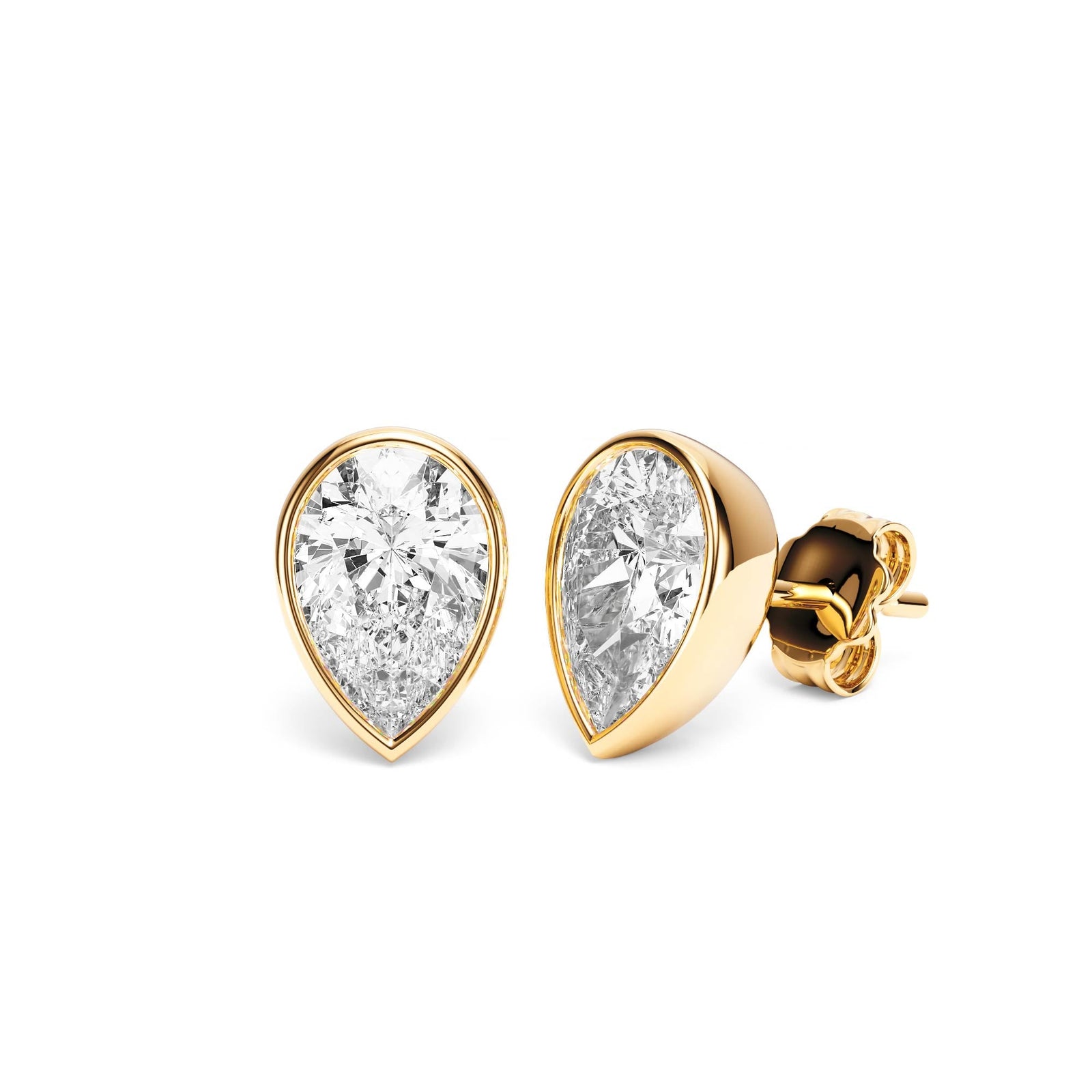Deco Bezel Pear Lab Diamond Studs -  E1112 in Earrings by 18 KARATS INC.