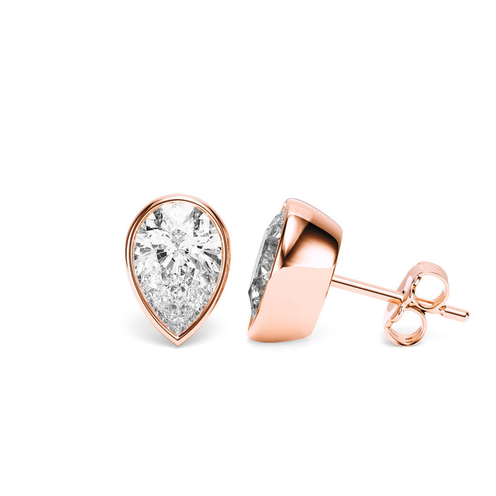 Deco Bezel Pear Lab Diamond Studs -  E1112 in Earrings by 18 KARATS INC.