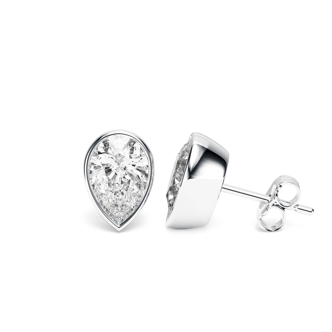 Deco Bezel Pear Lab Diamond Studs -  E1112 in Earrings by 18 KARATS INC.